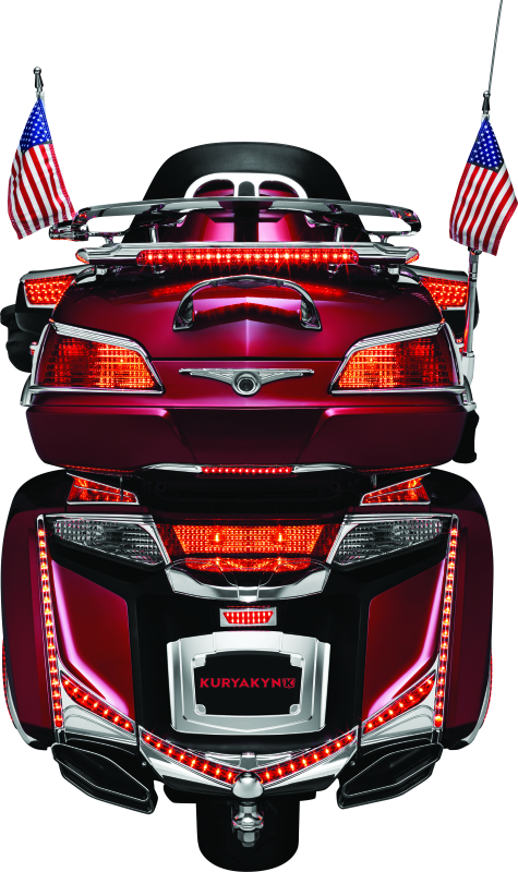 Kuryakyn LED Lighted Trunk Lid Handle for Honda GL1800 Gold Wing (2001-2005) - Chrome with Clear Lens and Red LEDs