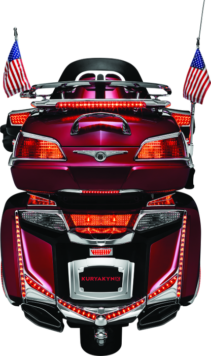 Kuryakyn LED Lighted Trunk Lid Handle for Honda GL1800 Gold Wing (2001-2005) - Chrome with Clear Lens and Red LEDs