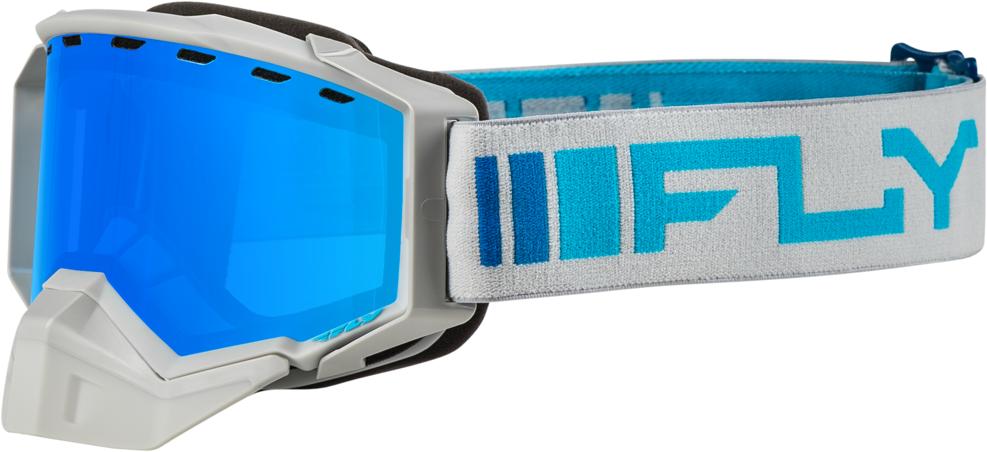 Fly Racing Zone Snow Goggle Silver/Blue with Sky Blue Mirror/Blue Lens