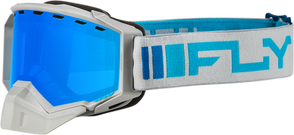 Fly Racing Zone Snow Goggle Silver/Blue with Sky Blue Mirror/Blue Lens
