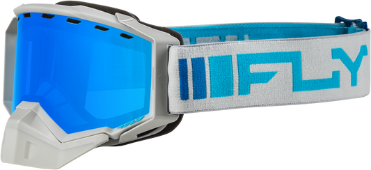 Fly Racing Zone Snow Goggle Silver/Blue with Sky Blue Mirror/Blue Lens