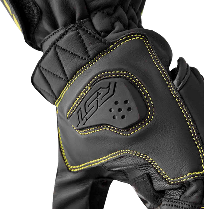 RST S1 Leather Gloves for Men and Women - Black and Yellow, Size 2XL