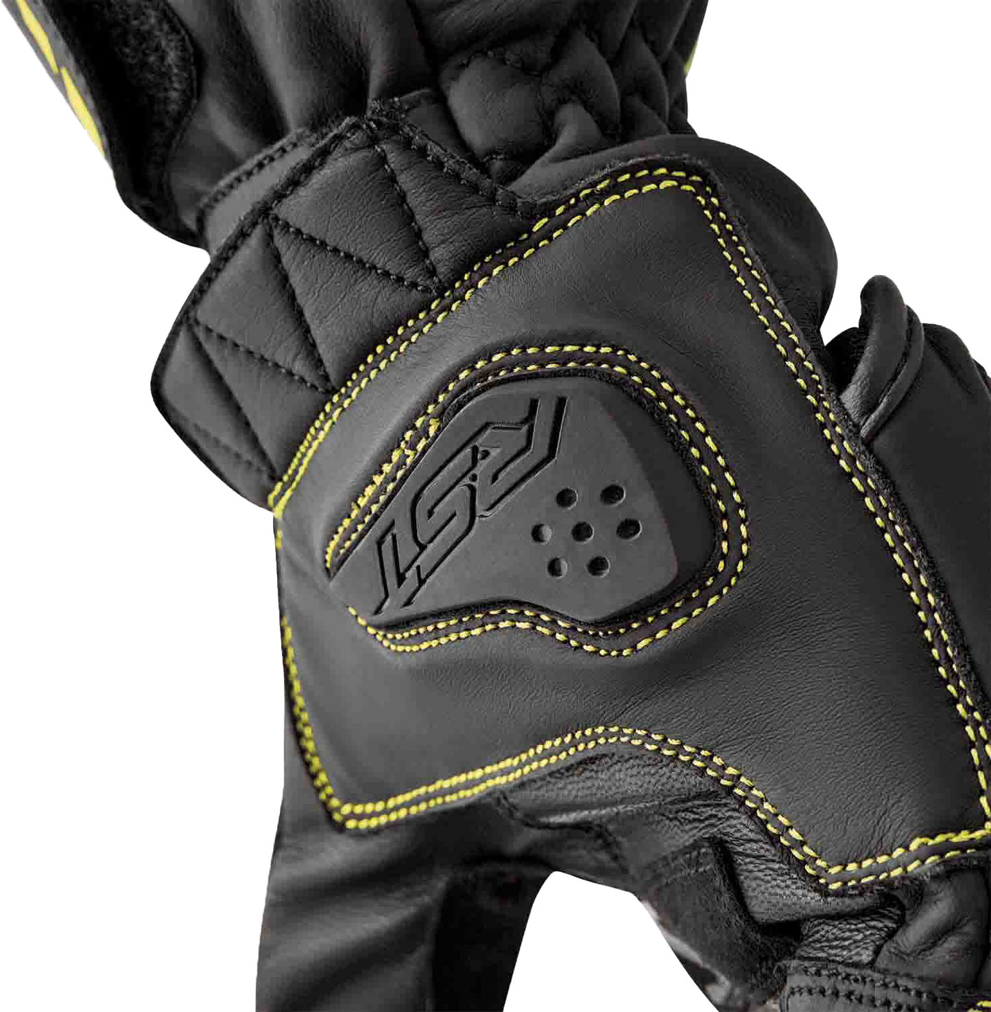 RST S1 Leather Gloves Black and Fluorescent Yellow - Small