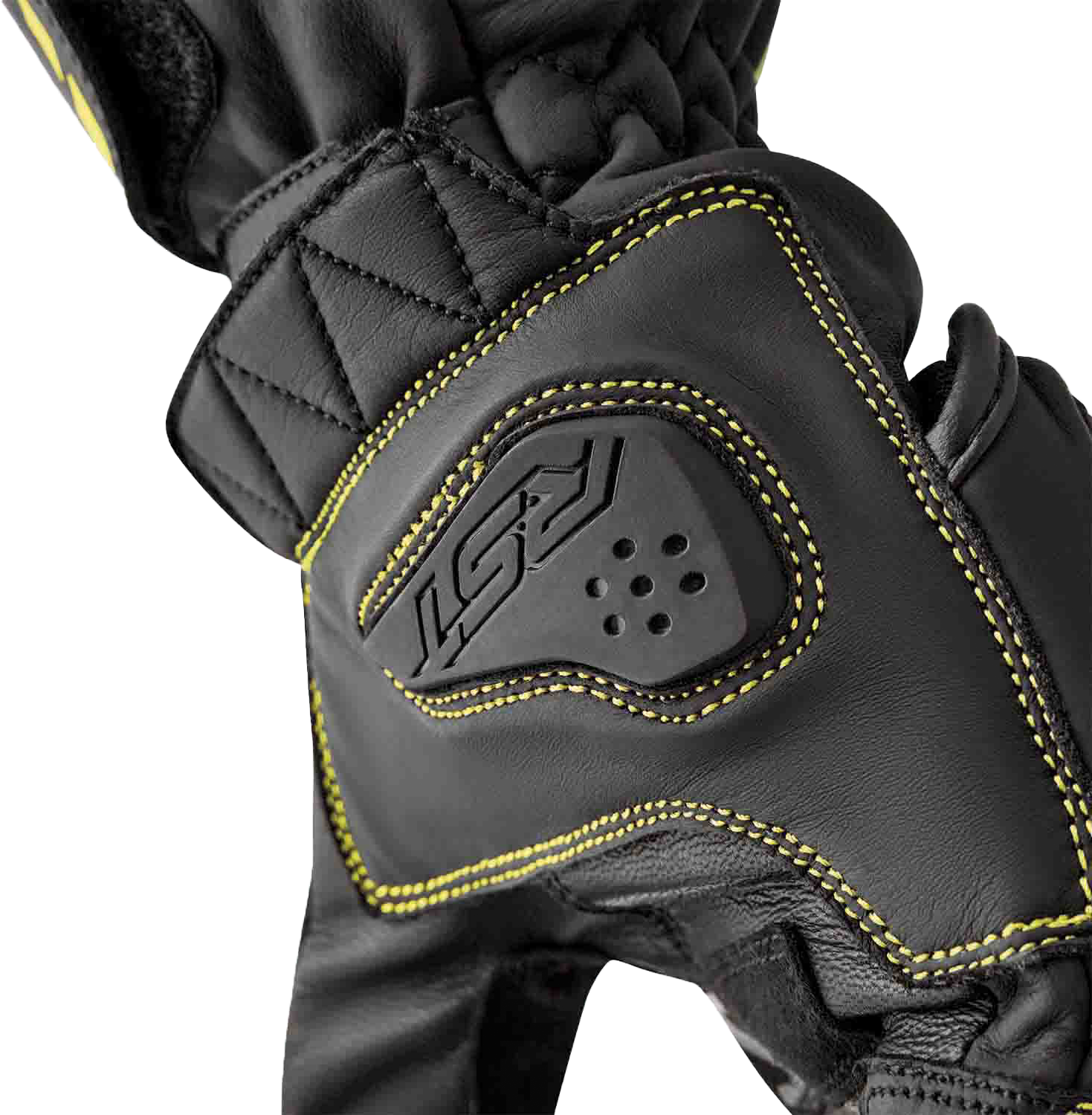 RST S1 Leather Gloves Black and Fluorescent Yellow - Small