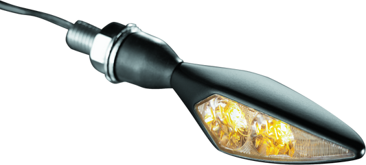 Kuryakyn Micro Rhombus Amber Turn Signal Set for Front and Rear - Satin Black, Part Number KUR2550