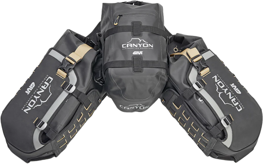 GIVI Canyon Adventure Modular Base with 2x 16L and 1x 12L Bags – Durable Waterproof Motorcycle Storage System