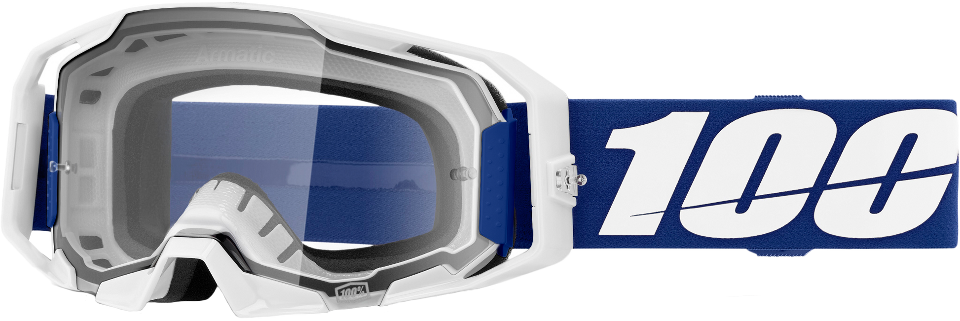 100-Percent Armatic Goggle with Blue Clear Lens – MX Racing Goggles with Quick-Release System