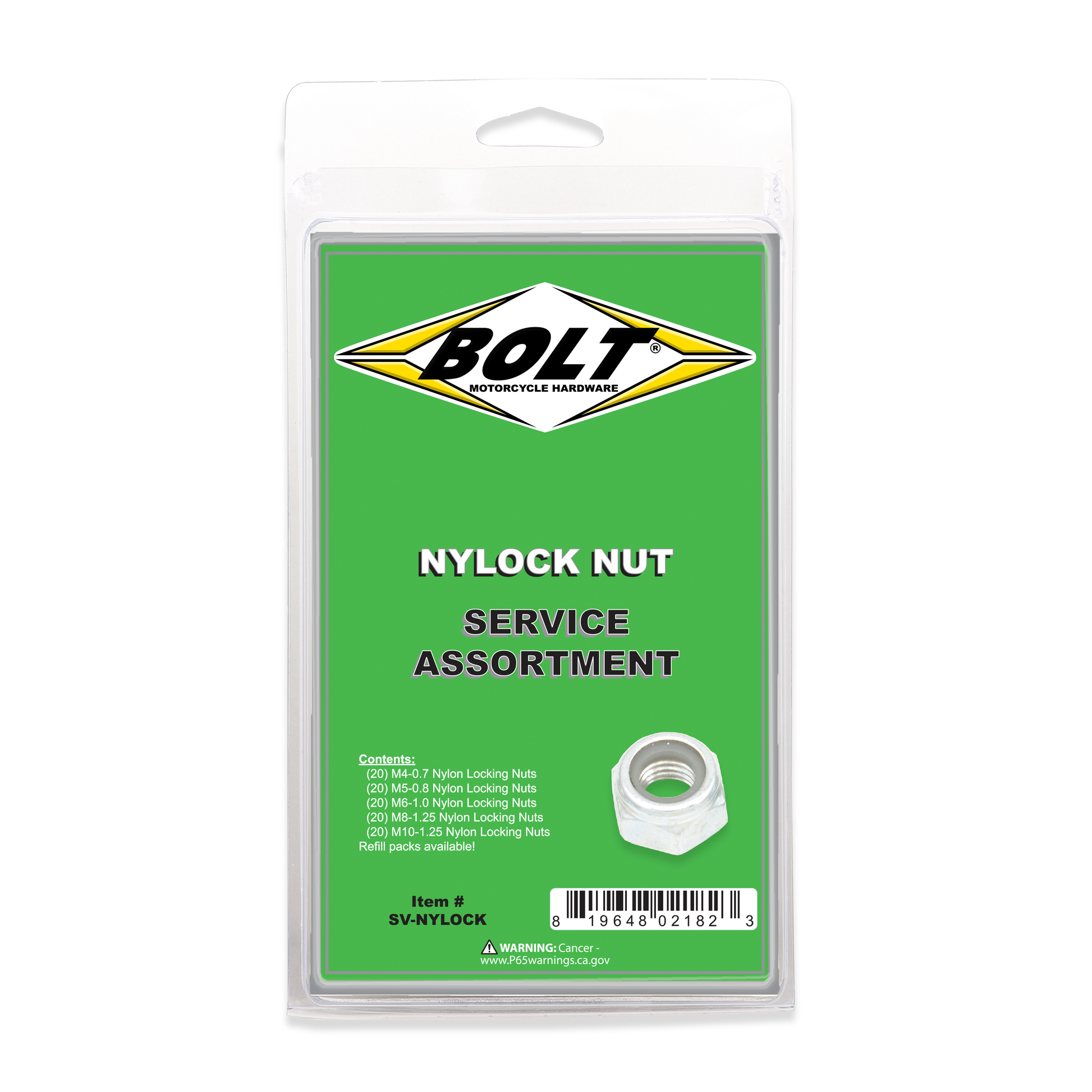 BOLT SV-NYLOCK Nylon Locking Nut Assortment Kit – 100 Pieces