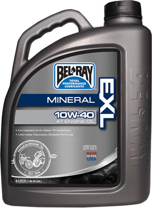 BEL-RAY EXL 4T Mineral Oil 10W-40 - 4L - Part Number 99090-B4LW - Kelly Motorsports