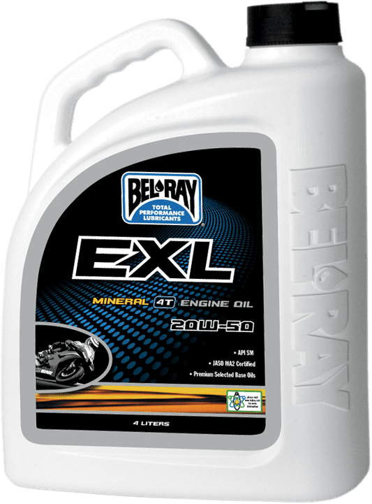 BEL-RAY EXL 4T Mineral Oil 20W-50 - 4L - Part Number 99100-B4LW - Kelly Motorsports
