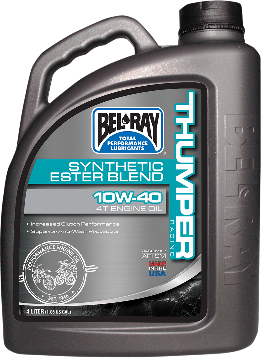 BEL-RAY Thumper Synthetic Blend 4T Oil 10W-40 - 4L - Part Number 99520-B4LW - Kelly Motorsports