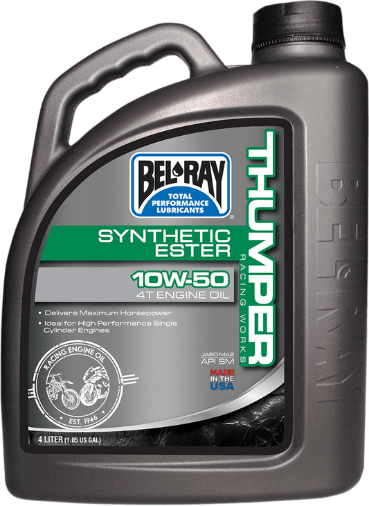 BEL-RAY Thumper Synthetic Oil 10W-50 - 4L | Part Number 99550-B4LW - Kelly Motorsports