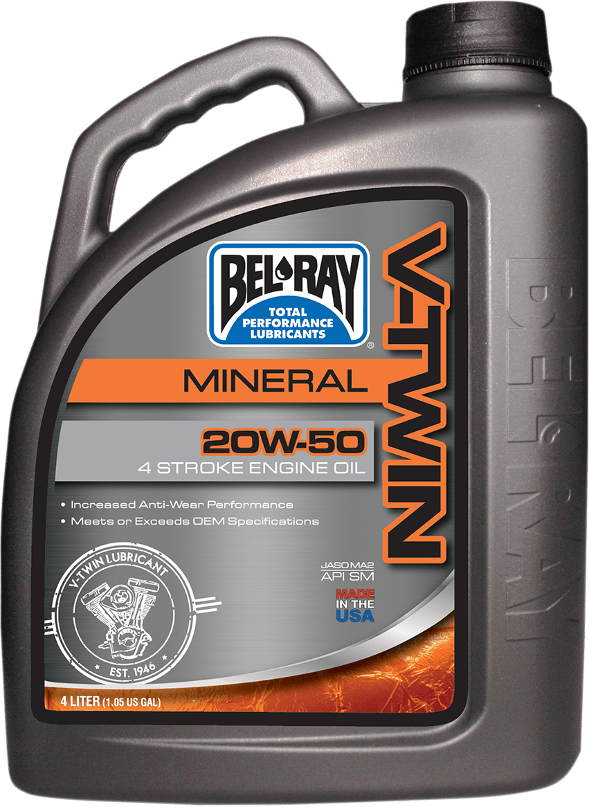 BEL-RAY V Twin Oil 20W50 - 4L (Part #96905-BT4) for V-Twin Motorcycle Engines - Kelly Motorsports