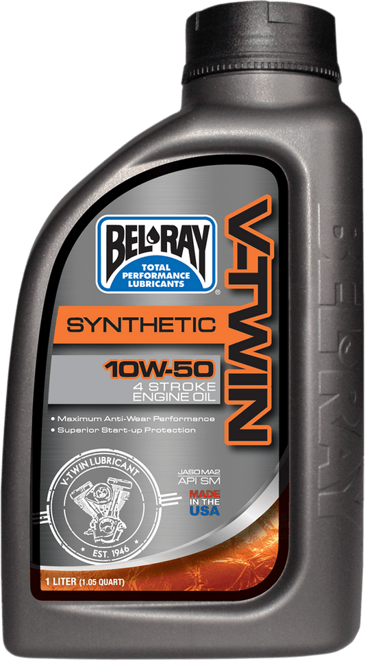 BEL-RAY V-Twin Synthetic Oil 10W-50 (Part #96915-BT1) – 1 Quart for Harley Davidson Twin Cam & M8 Engines - Kelly Motorsports