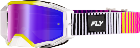 Fly Racing Zone Elite Goggle Pink/Yellow/Purple with Iridescent Red Mirror and Smoke Lens