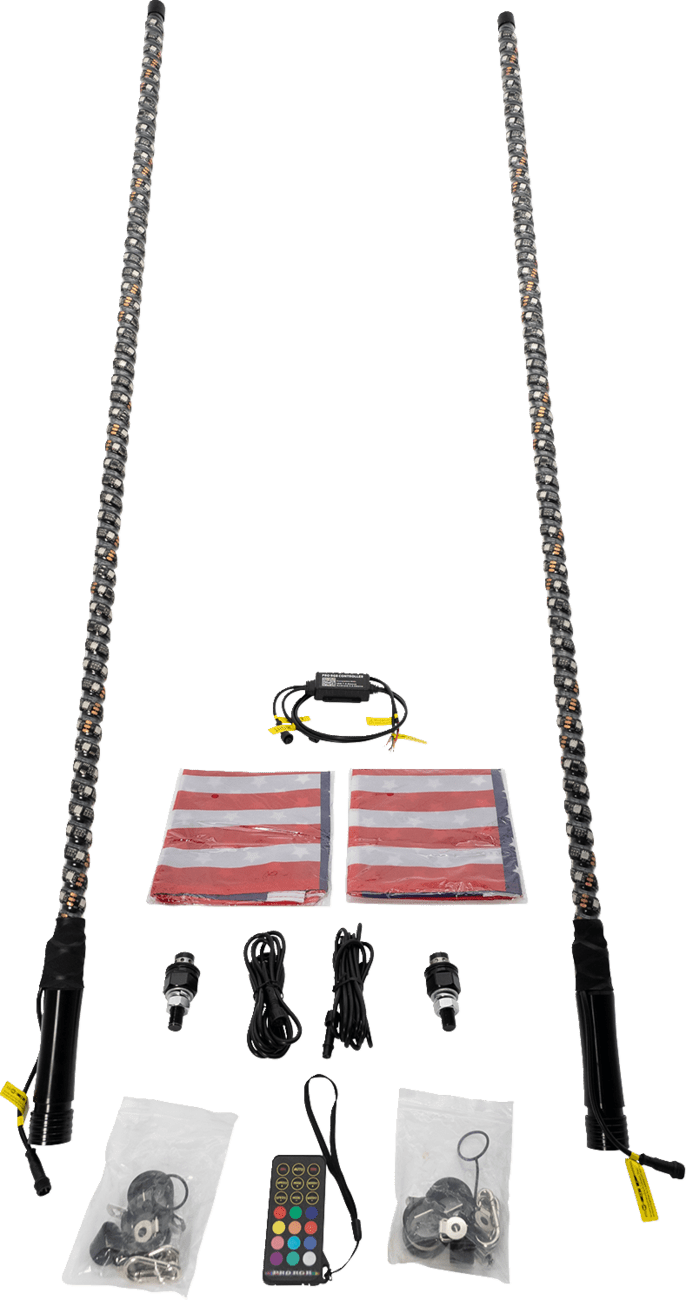 BRITE-LITES 4' Multi-Function Whip Light Kit (Pair) - Part Number BL-WPEKIT4 - Kelly Motorsports