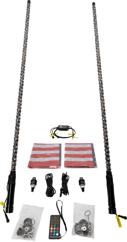 BRITE-LITES 4' Multi-Function Whip Light Kit (Pair) - Part Number BL-WPEKIT4 - Kelly Motorsports