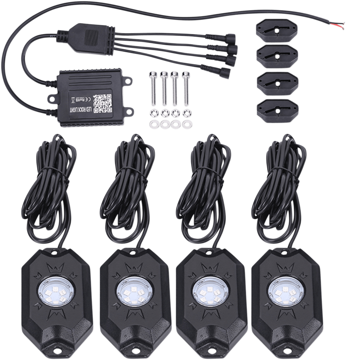 BRITE-LITES LED Rock Light Kit RGB with Bluetooth Model BL-RGBROCK4 - Kelly Motorsports