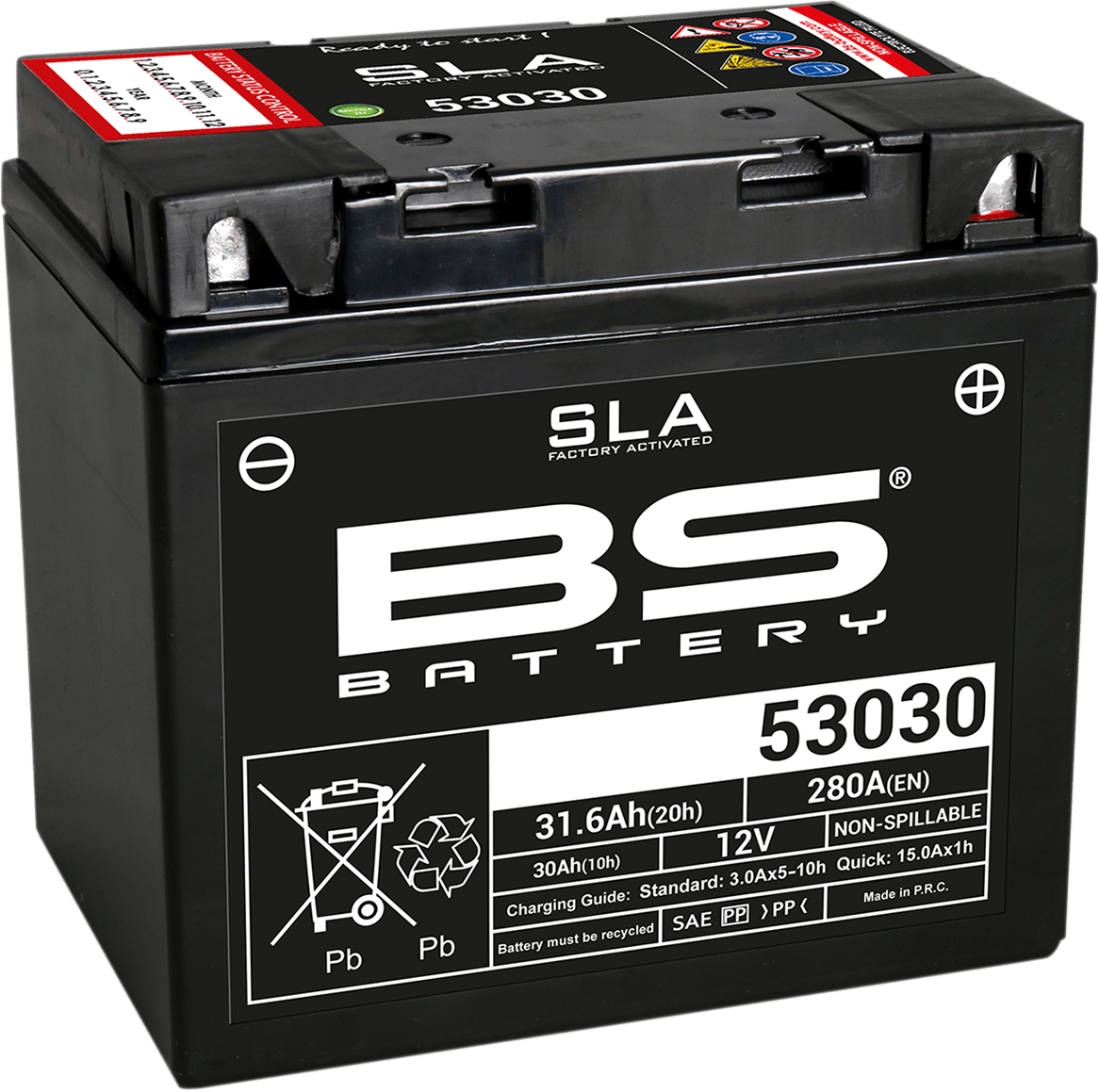 BS BATTERY 53030 300880 AGM Sealed Lead Acid Battery with Multi-Position Mounting - Kelly Motorsports