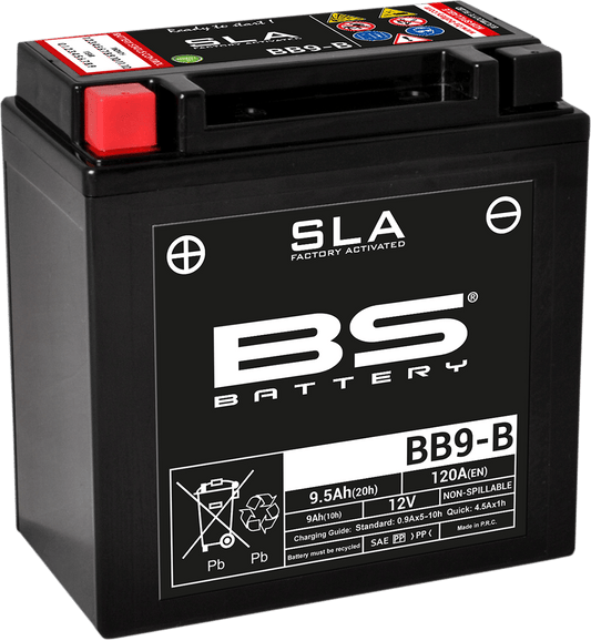 BS BATTERY BB9-B (YB) 300675 Absorbed Glass Mat (AGM) Maintenance-Free Battery - Kelly Motorsports