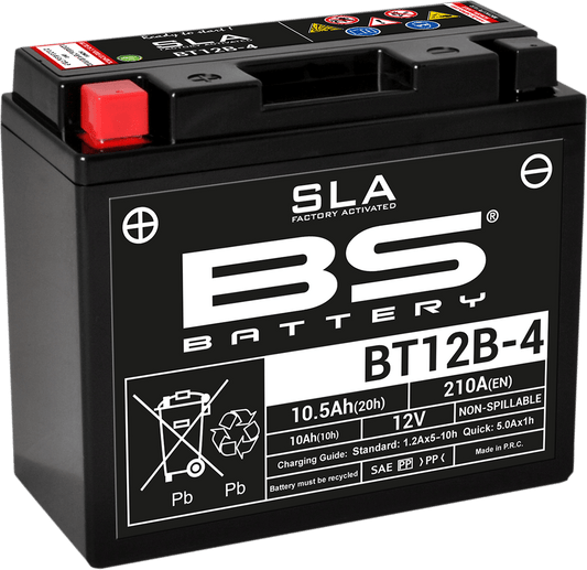 BS BATTERY BT12B-4 (YT) 300643 Absorbed Glass Mat (AGM) Maintenance-Free Battery - Kelly Motorsports