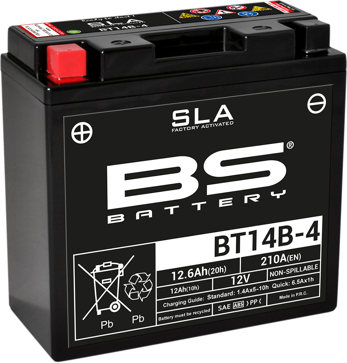 BS BATTERY BT14B-4 (YT) 300644 AGM Sealed Lead-Acid Battery for Reliable Power - Kelly Motorsports