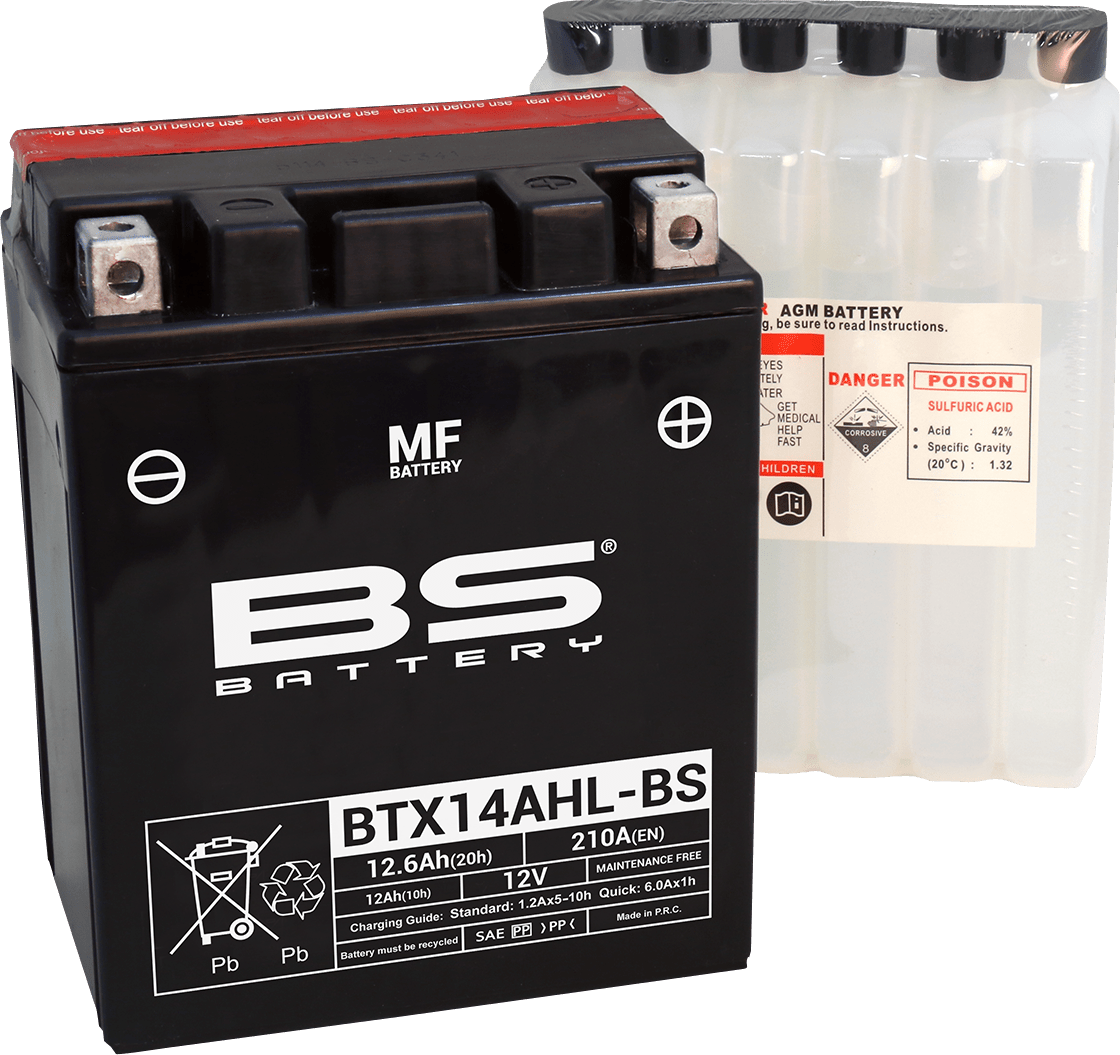 BS Battery BTX14AHL-BS (YTX) 300607 Maintenance-Free Sealed Lead Acid Battery - Kelly Motorsports