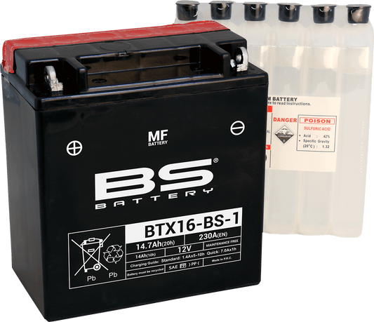 BS BATTERY BTX16-BS-1 (YTX) 300623 Maintenance-Free Sealed Battery - Kelly Motorsports