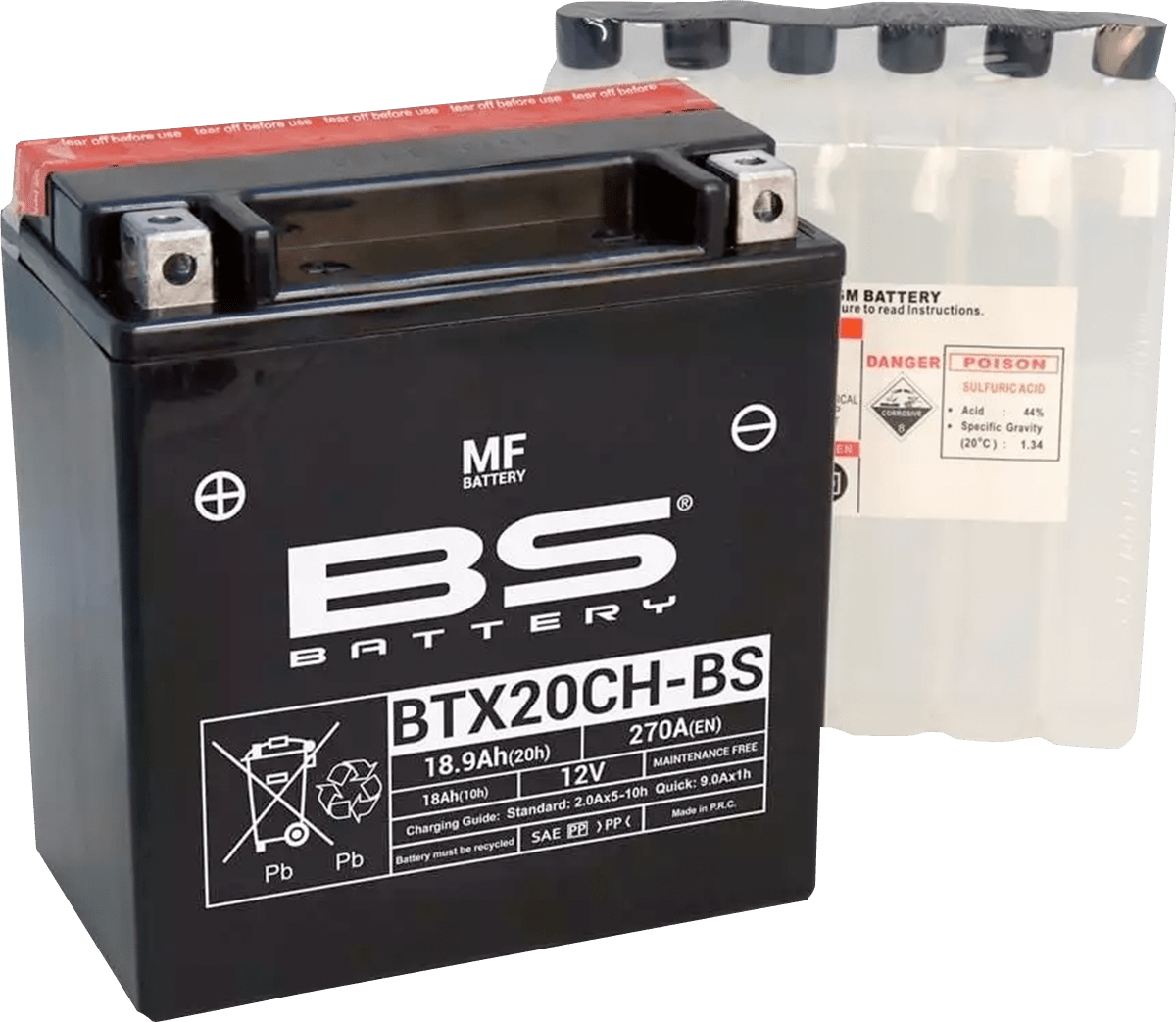 BS Battery BTX20CH-BS (YTX) Maintenance-Free Lithium Iron Battery - Part No. 300616 - Kelly Motorsports