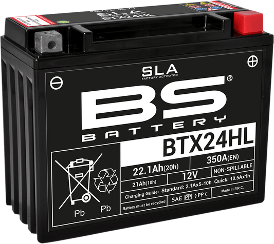 BS BATTERY BTX24HL (YTX) 300770 Absorbed Glass Mat AGM Motorcycle Battery - Kelly Motorsports