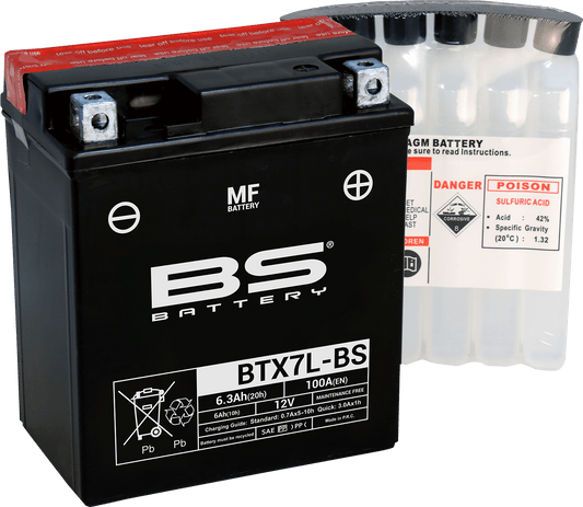BS Battery BTX7L-BS (YTX) Maintenance-Free Sealed Lead Acid Battery - Model 300620 - Kelly Motorsports