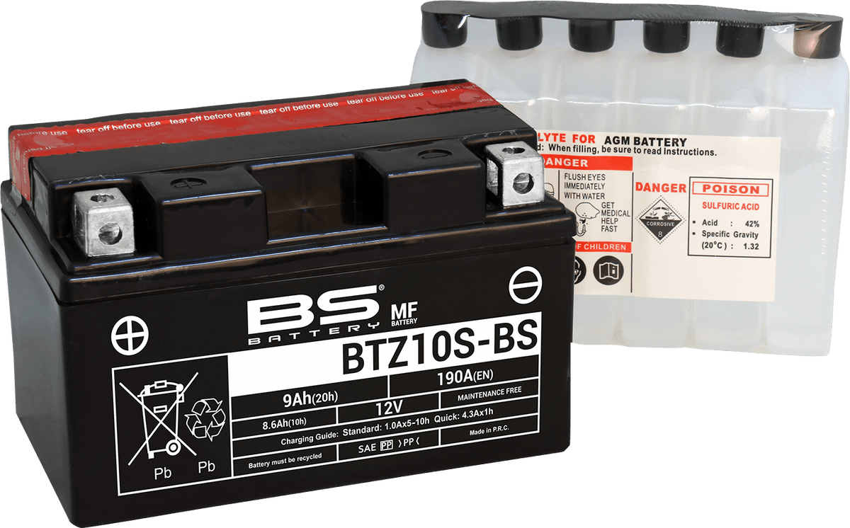 BS Battery BTZ10S-BS (YTZ) 300696 Maintenance-Free Sealed Lead Acid Battery - Kelly Motorsports