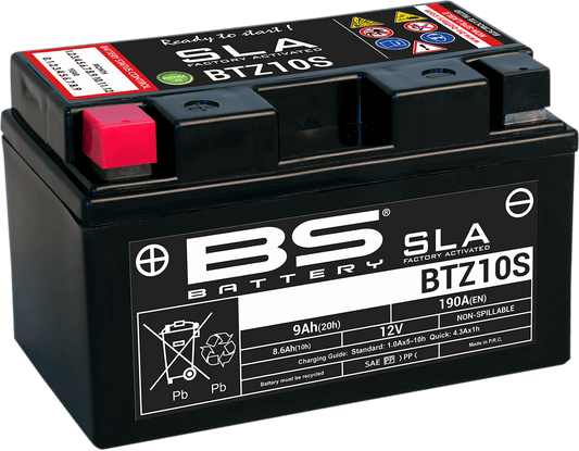 BS BATTERY BTZ10S (YTZ) 300636-1 Absorbed Glass Mat (AGM) Motorcycle Battery - Kelly Motorsports