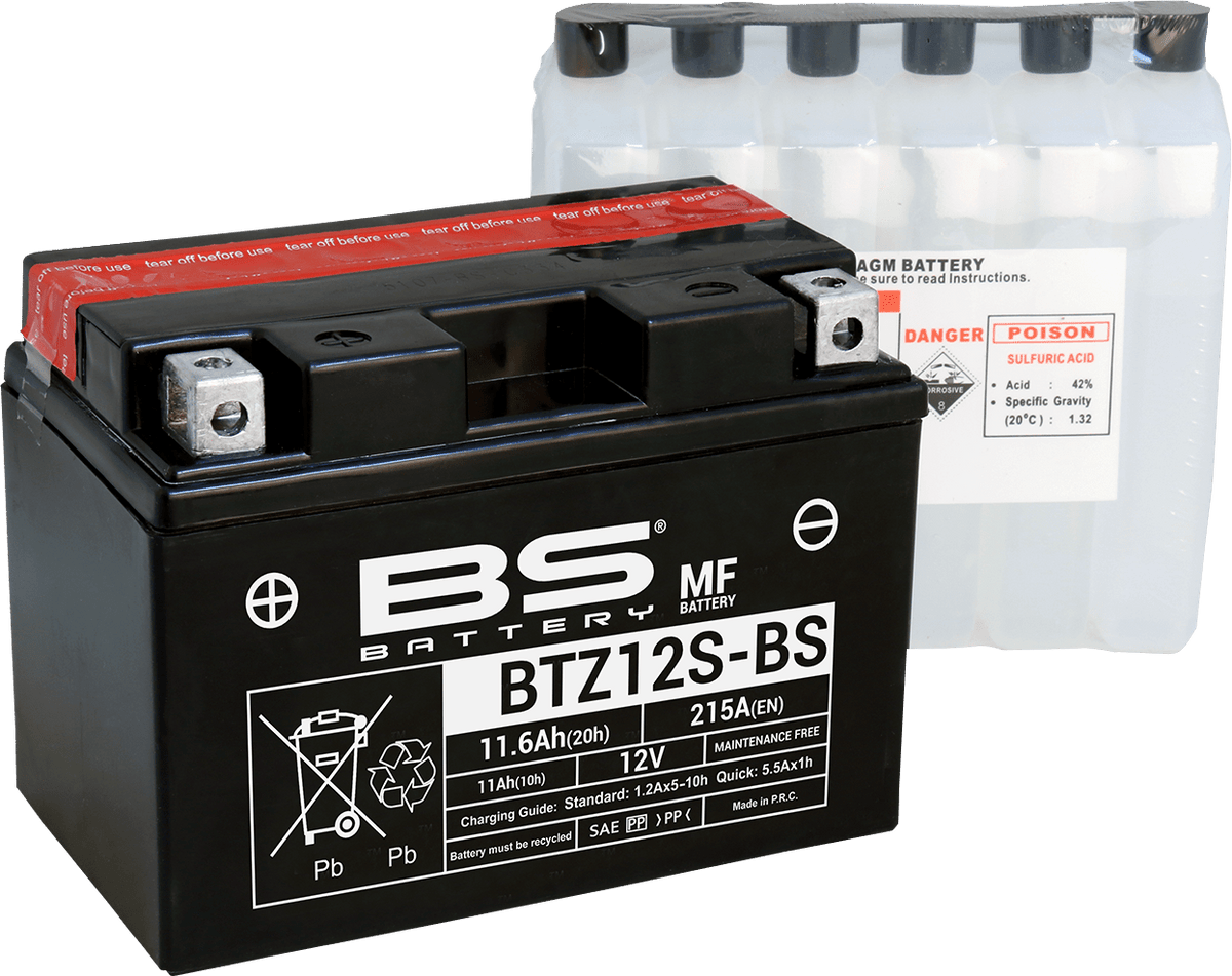 BS BATTERY BTZ12S-BS (YTZ) 300697 Maintenance-Free Sealed Lead Acid Battery - Kelly Motorsports