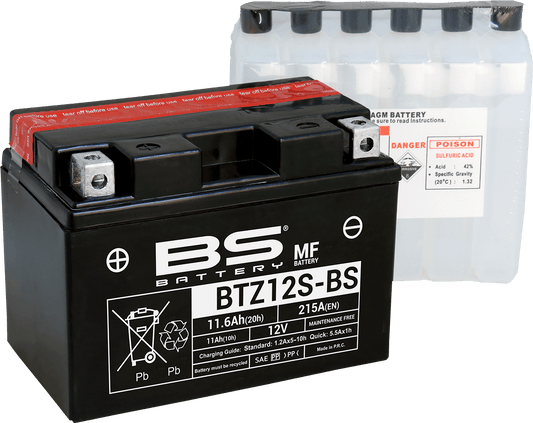 BS BATTERY BTZ12S-BS (YTZ) 300697 Maintenance-Free Sealed Lead Acid Battery - Kelly Motorsports