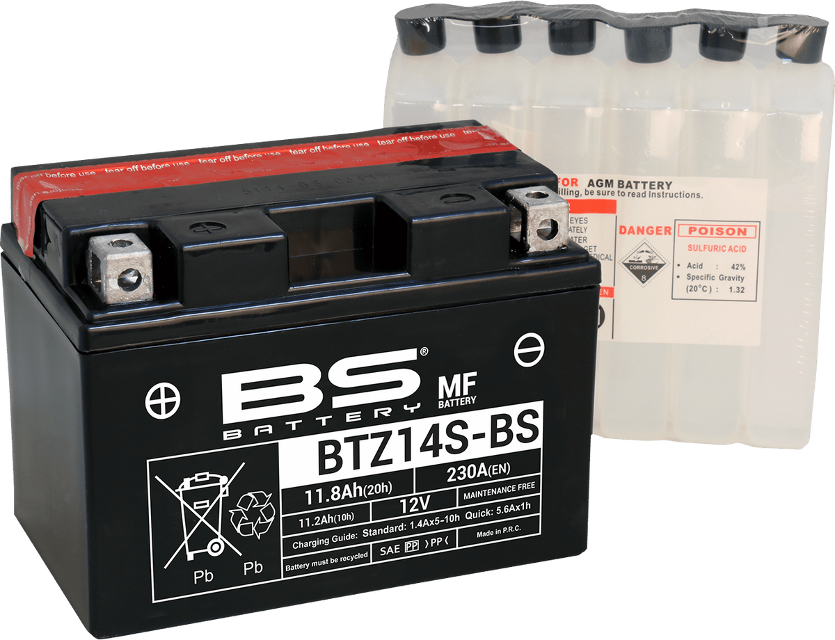 BS BATTERY BTZ14S-BS (YTZ) 12V Motorcycle Battery - Maintenance-Free, Long Cycle Life - Kelly Motorsports