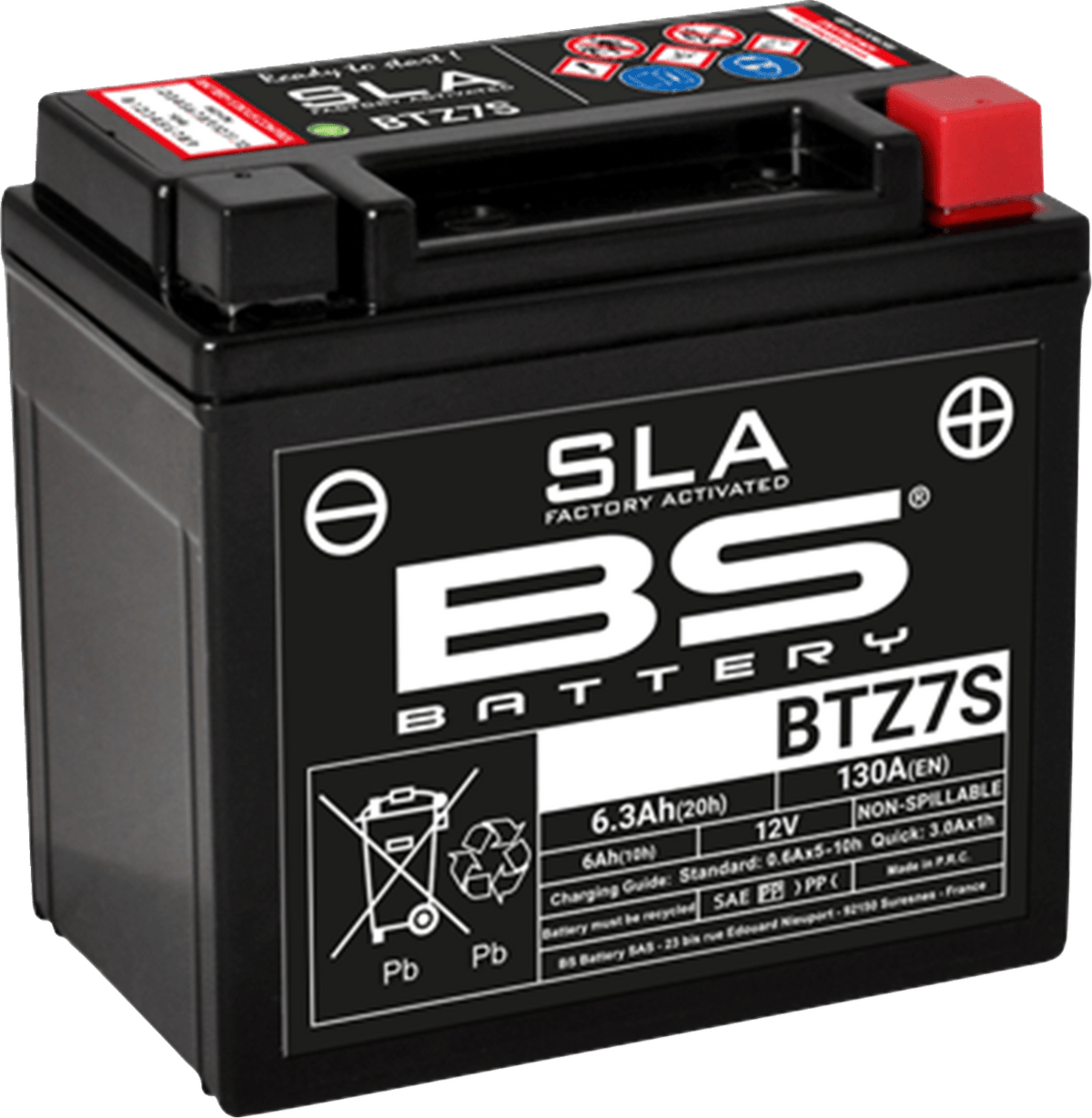 BS BATTERY BTZ7S (YTZ) Absorbed Glass Mat (AGM) Motorcycle Battery - Model 300635-1 - Kelly Motorsports
