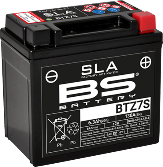 BS BATTERY BTZ7S (YTZ) Absorbed Glass Mat (AGM) Motorcycle Battery - Model 300635-1 - Kelly Motorsports