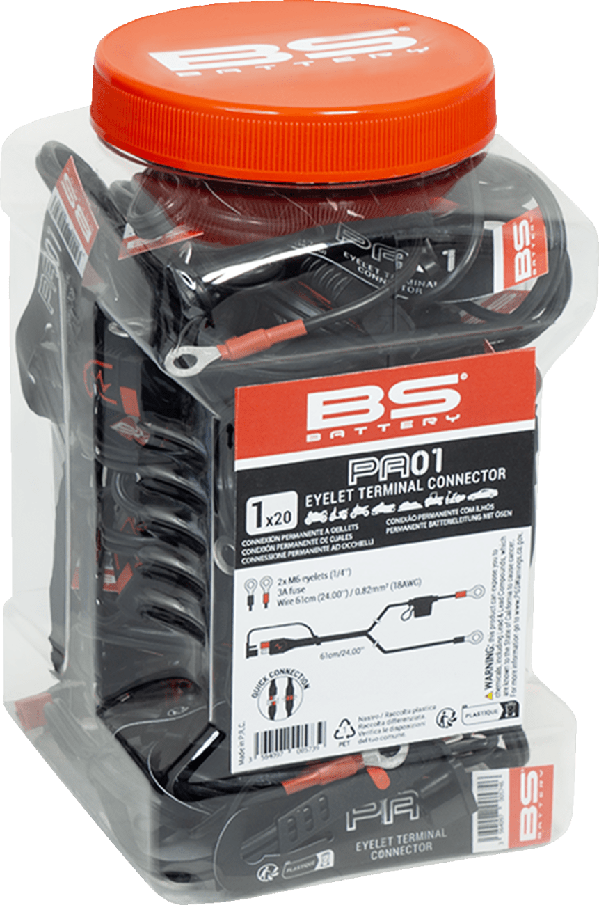 BS Battery Eyelet Connector Set - 20 Pack with 2x M6 Eyelets and 3A Fuse for Battery Terminals - Part 700573 - Kelly Motorsports