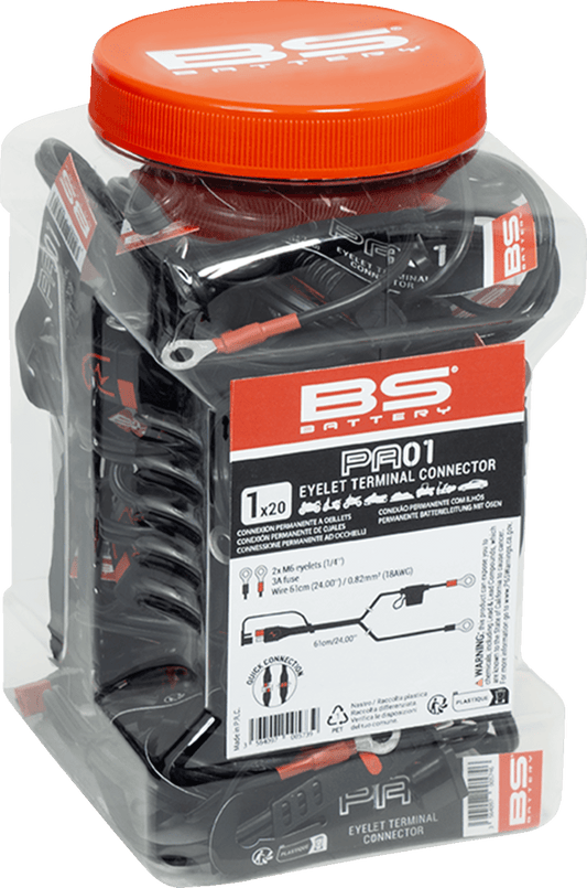 BS Battery Eyelet Connector Set - 20 Pack with 2x M6 Eyelets and 3A Fuse for Battery Terminals - Part 700573 - Kelly Motorsports