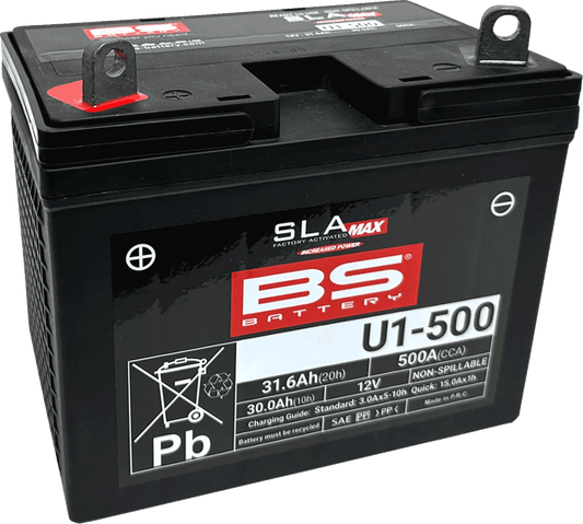 BS Battery U1-500 AGM Battery - Model 300899 for Reliable Power and Extended Cycle Life - Kelly Motorsports