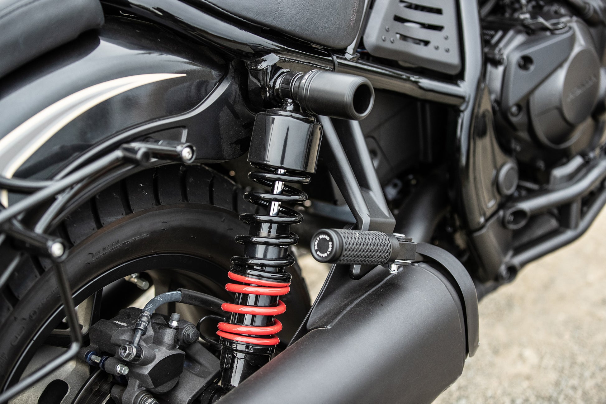 Burly Brand Slash Cut Pass Foot Pegs for Honda CMX1100 Rebel 1100, Black - Part B13 - 1205B - Kelly Motorsports
