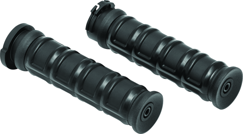 Kuryakyn Dillinger Grips Dual Cable Satin Black – Aggressive Control with Vibration Dampening