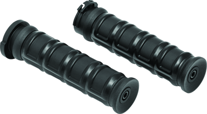 Kuryakyn Dillinger Grips Dual Cable Satin Black – Aggressive Control with Vibration Dampening