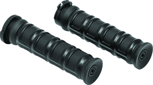 Kuryakyn Dillinger Grips Dual Cable Satin Black – Aggressive Control with Vibration Dampening
