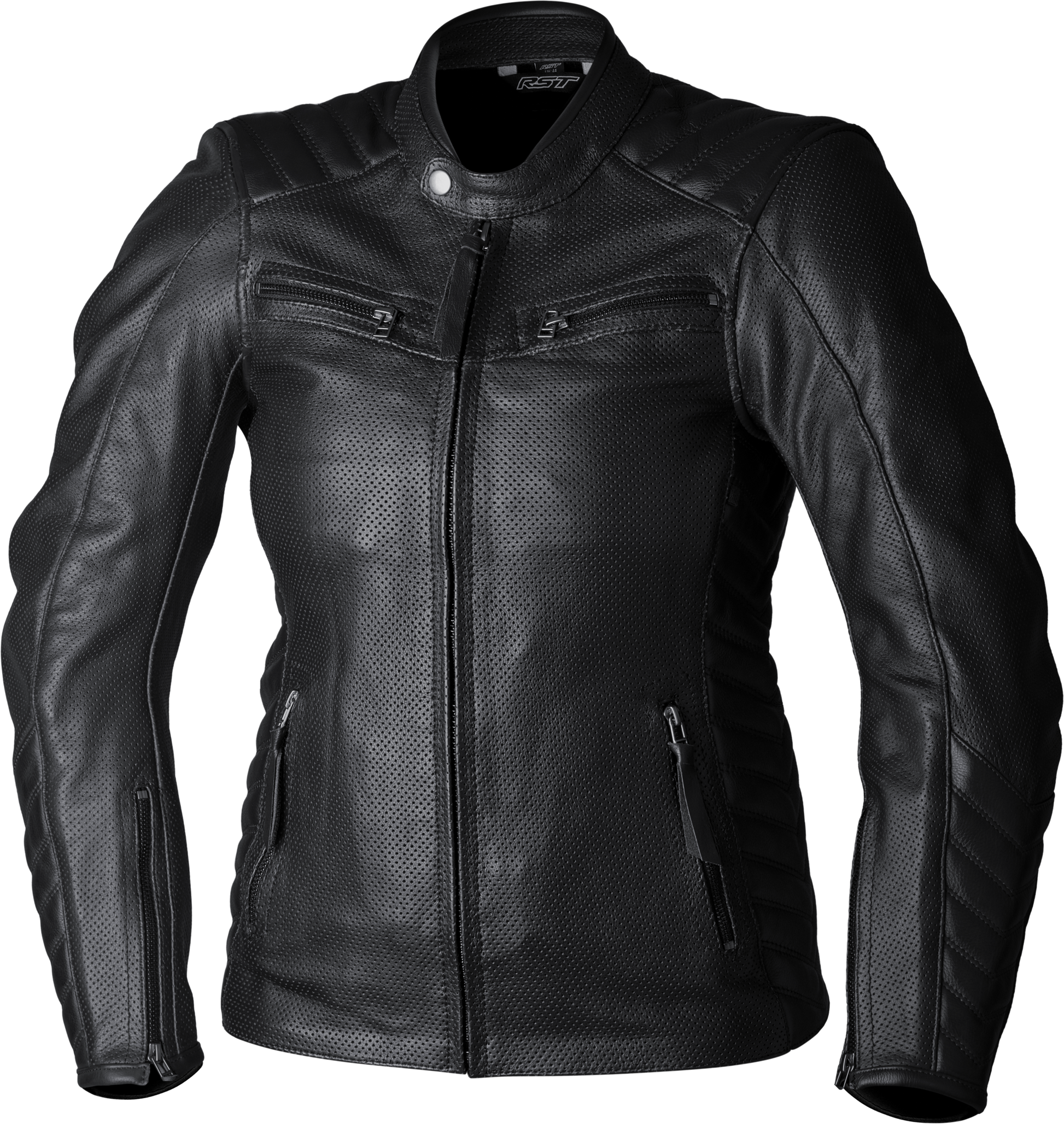 RST Ladies Roadster Air CE Leather Jacket in Black – Comfortable and Breathable for Warm Weather