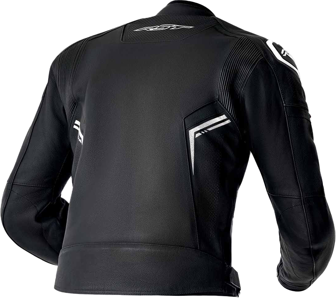RST S1 D3o Leather Jacket in Black and White, Extra Small - Part Number 103605WHI-38