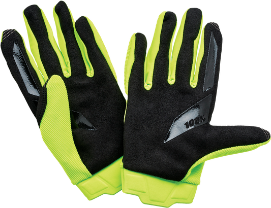 100% RIDECAMP Womens Motocross Gloves Fluo Yellow Black Md