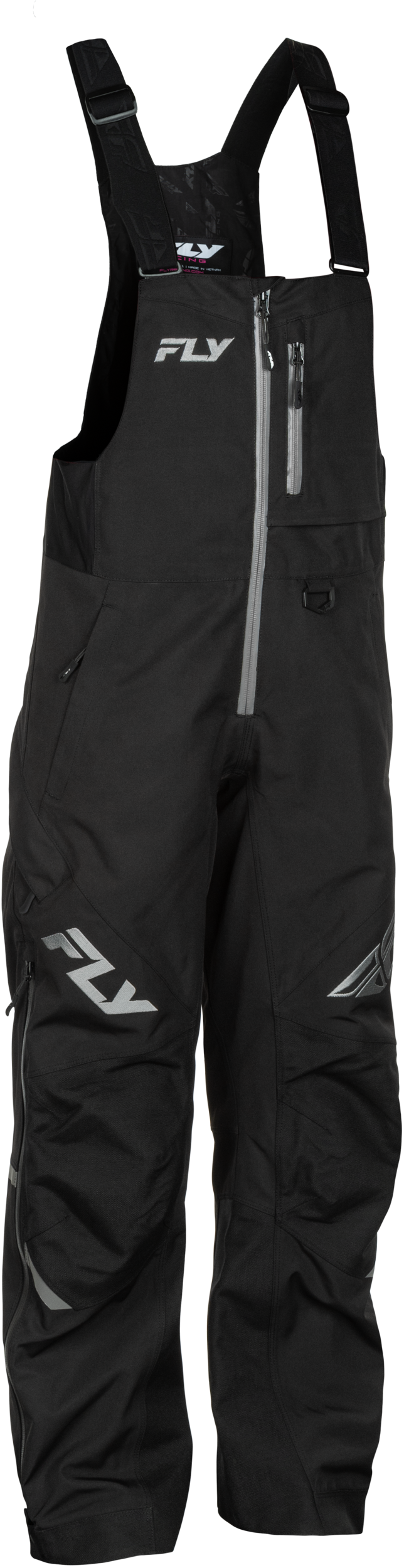 Fly Racing Women's Carbon Bibs Black/Grey 2X – Waterproof Snow Pants with Adjustable Fit and Safety Features