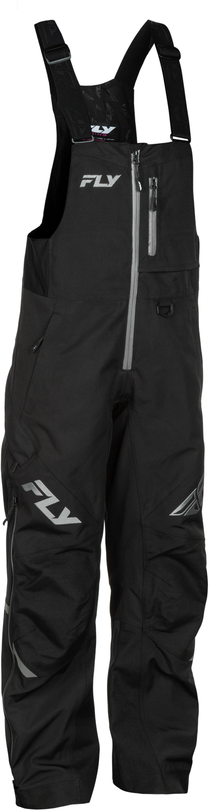 Fly Racing Women's Carbon Bibs Black/Grey 2X – Waterproof Snow Pants with Adjustable Fit and Safety Features